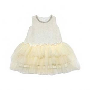 NEW DOE A DEAR kid's tweed tulle dress in yellow